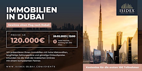 Hauptbild für Starte  das Jahr 2023 mit einem Investment in Dubai! Immo-Event in Wien