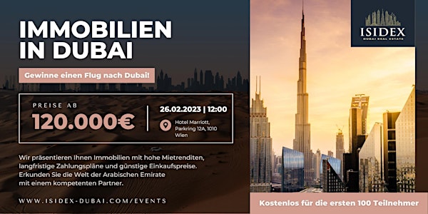 Starte  das Jahr 2023 mit einem Investment in Dubai! Immo-Event in Wien