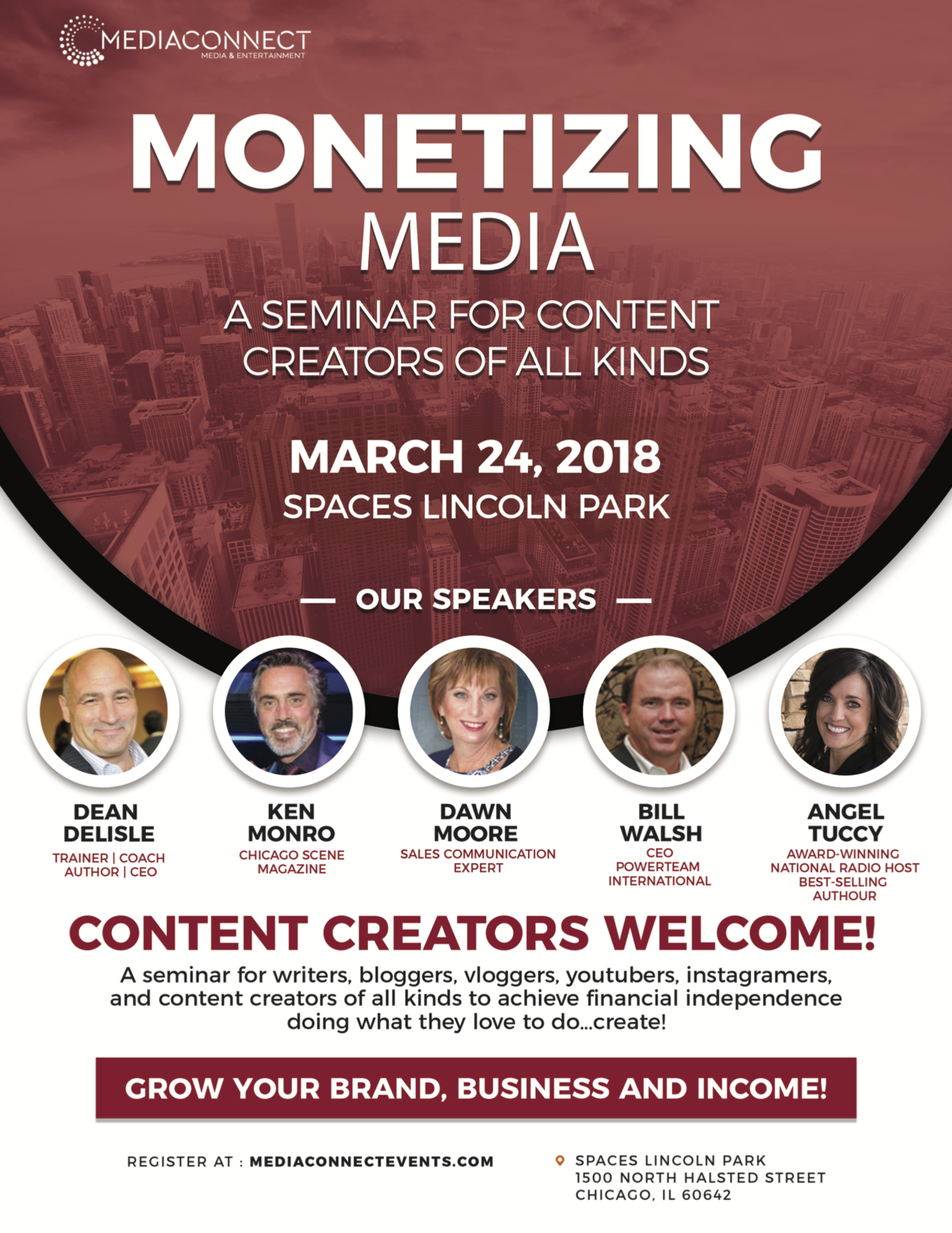 Monetize Media a seminar for writers, bloggers, vloggers, you tubers, instagramers, and content creators of all kinds to achieve financial independence doing what they love to do…create!