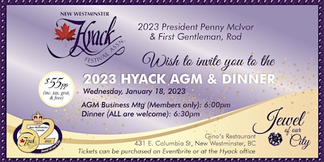 2023 Hyack AGM & Dinner primary image