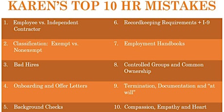 HR by Karen's HR in the Know LIVE - TOP 10 HR MISTAKES BUSINESSES MAKE!