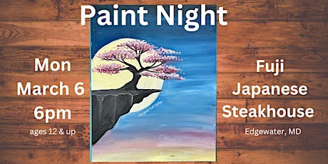 Moonlit Tree Painting @ Fuji Japanese Steakhouse w Maryland Craft Parties