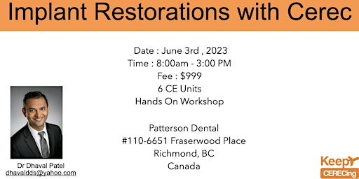 Implant  Restorations  with CEREC in Canada (In Person)