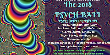 2018 Psychadelic Ball Tickets & Dietary Requirements primary image