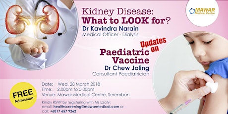 Health Talk Series: Kidney Disease: What to look for? and Updates on Paediatric Vaccines  primary image