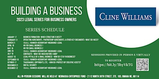 Building a Business - Legal Series for Business Owners - In-Person & Online primary image