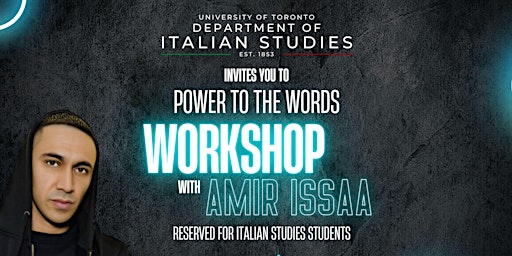 February 1 | Amir Issaa Workshop | Italian Studies