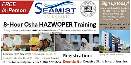 Presencial en  Español Miami, FL- HazMat/HAZWOPER Safety Awareness Training