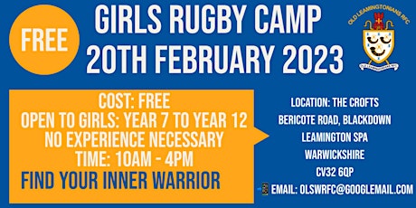 Free Girls Rugby Camp @ Old Leamingtonians RFC primary image