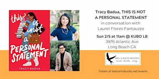 Author Event with Tracy Badua, THIS IS NOT  A PERSONAL STATEMENT