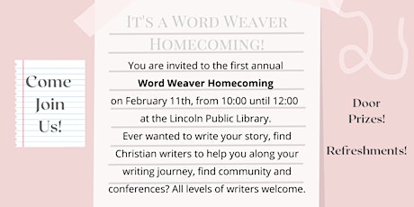 Word Weavers Christian Writer's Group Homecoming Celebration