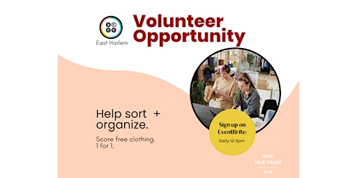 Image principale de Tues. Volunteer at The Sustainable Fashion Community Center - East Harlem