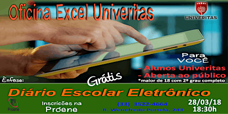 Imagem principal do evento Oficina de Excel Univeritas Diário Escolar eletrônico 