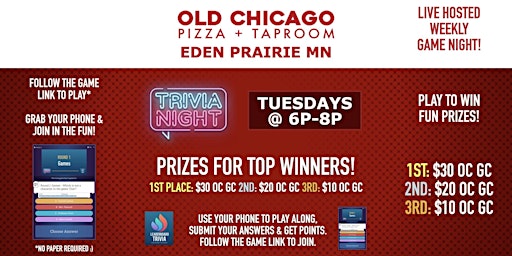 Imagem principal de Trivia Game Night | Old Chicago - Eden Prairie MN
