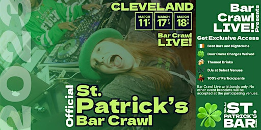 Primaire afbeelding van Original St. Paddy's Day Bar Crawl 2023 Cleveland, OH March 18th