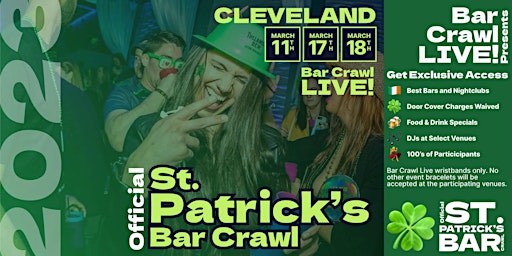 2023 Official St. Patrick's Bar Crawl Cleveland, OH March 18th primary image