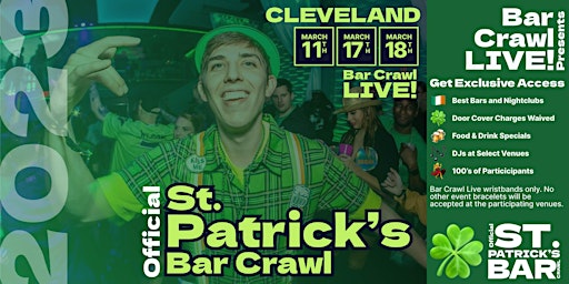 Primaire afbeelding van CLE Official St. Patrick's Day Bar Crawl Ohio 2023 March 18th