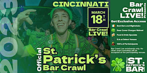 Original St. Patrick's Day Bar Crawl Cincinnati, OH 2023