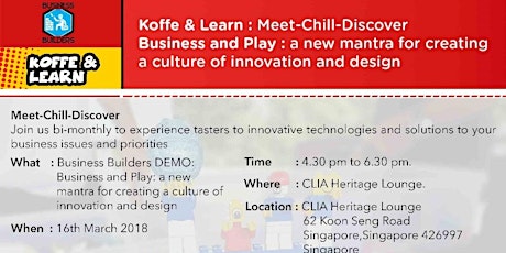 CLIA Koffee & Learn: Business and Play: a new mantra for creating a culture of innovation and design primary image