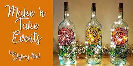 Beauty & The Beast Rose - Stained Glass Wine Bottle