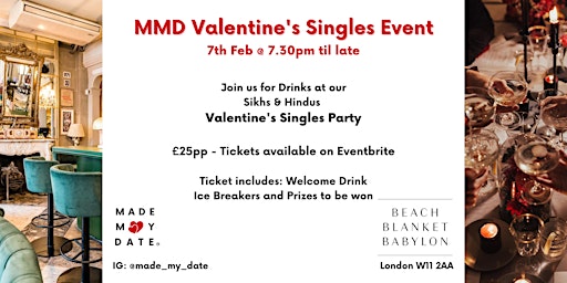 MMD Valentine's Sikhs & Hindus Singles Party - Drinks and Mingle
