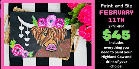 Valentine's Highland Cow Paint and Sip primary image