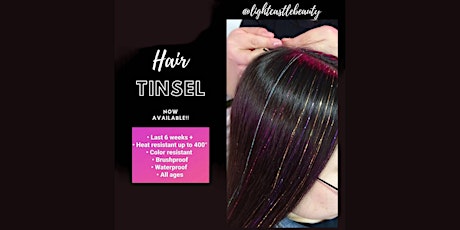 Hair Tinsel Course. Create magic and make money book to get certified.