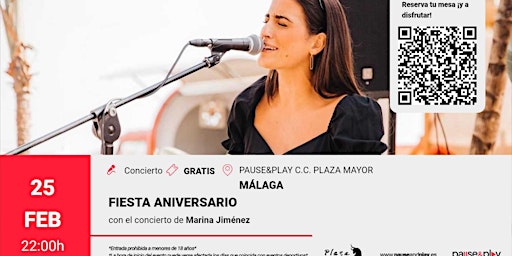 Fiesta Aniversario con Concierto de Marina Jiménez Pause&Play Plaza Mayor