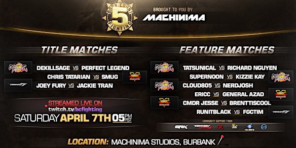 BCF5: Dragon Ball FighterZ, Street Fighter 5, & Tekken 7 Show Matches (4/7)
