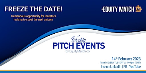Weekly Pitch Event - Venture Capital, Angel Investors and Startups