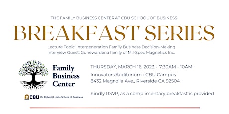 Family Business Center Breakfast Series - March 2023
