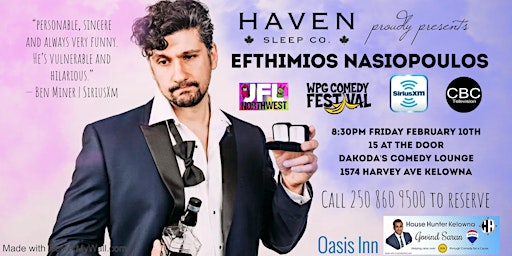 Comedian Efthimios Nasiopoulos at Dakoda's presented by Haven Sleep Co