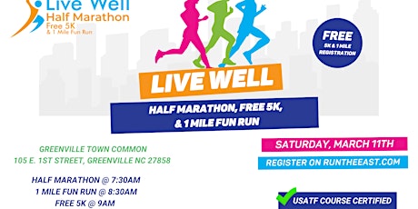 2023 Live Well Half Marathon, Free 5K, & 1 Mile Fun Run