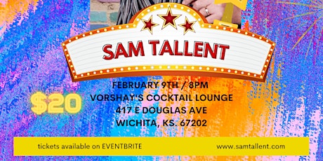 Sam Tallent at Vorshay's one night only!! **BUY TICKETS ON SEAT MAP****
