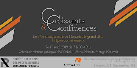 Croissants et confidences - Le 375e anniversaire de Montréal, le grand défi.  Préparation et enjeux. primary image