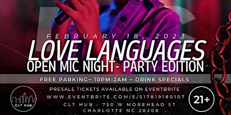 Love Languages (Open Mic, Performances, Drinks, Dance to DJ music) primary image