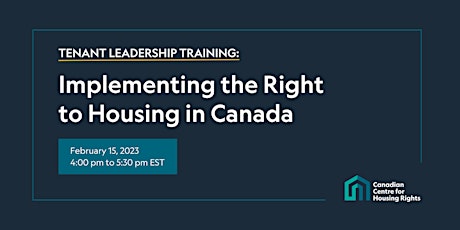 Tenant Leadership Training: Implementing the Right to Housing in Canada