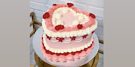 Adults -  vintage piped Valentines heart cake decorating class