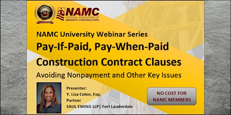 Imagem principal de NAMC Webinar: Pay-If-Paid, Pay-When-Paid Construction Contract Clauses