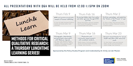 Methods for Critical Qual Research: A Thursday Lunchtime Learning Series