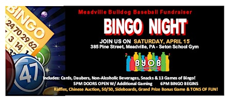 Meadville Bulldog Baseball Bingo Night 2023