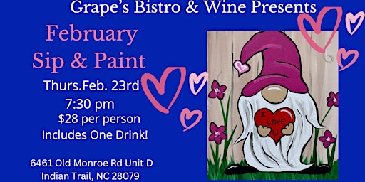February Sip & Paint at Grape's Bistro