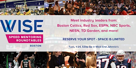 Image principale de WISE Boston Annual Speed Mentoring - Sports & Events Professionals