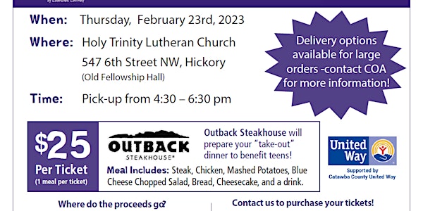 12th Annual Take- Out for Teens