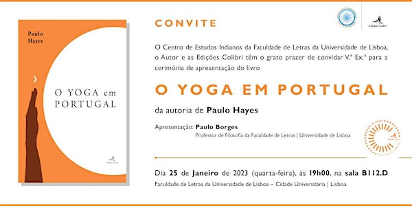 Convite para lançamento do livro O Yoga em Portugal