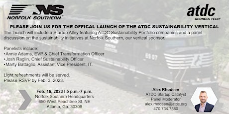 ATDC Sustainability Vertical launch event with Norfolk Southern