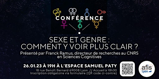 Conférence " Sexe et genre, comment y voir plus clair?" par F.Ramus