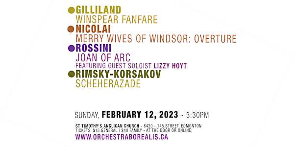 Orchestra Borealis plays Scheherazade, soloist Lizzy Hoyt sings Rossini