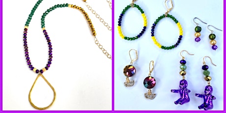 Primaire afbeelding van Jewelry Making Workshop: You Choose: Mardi Gras earrings OR Necklace