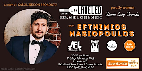 Speak Easy Comedy with Efthimios Nasiopoulos at Unlabled Cider Studio